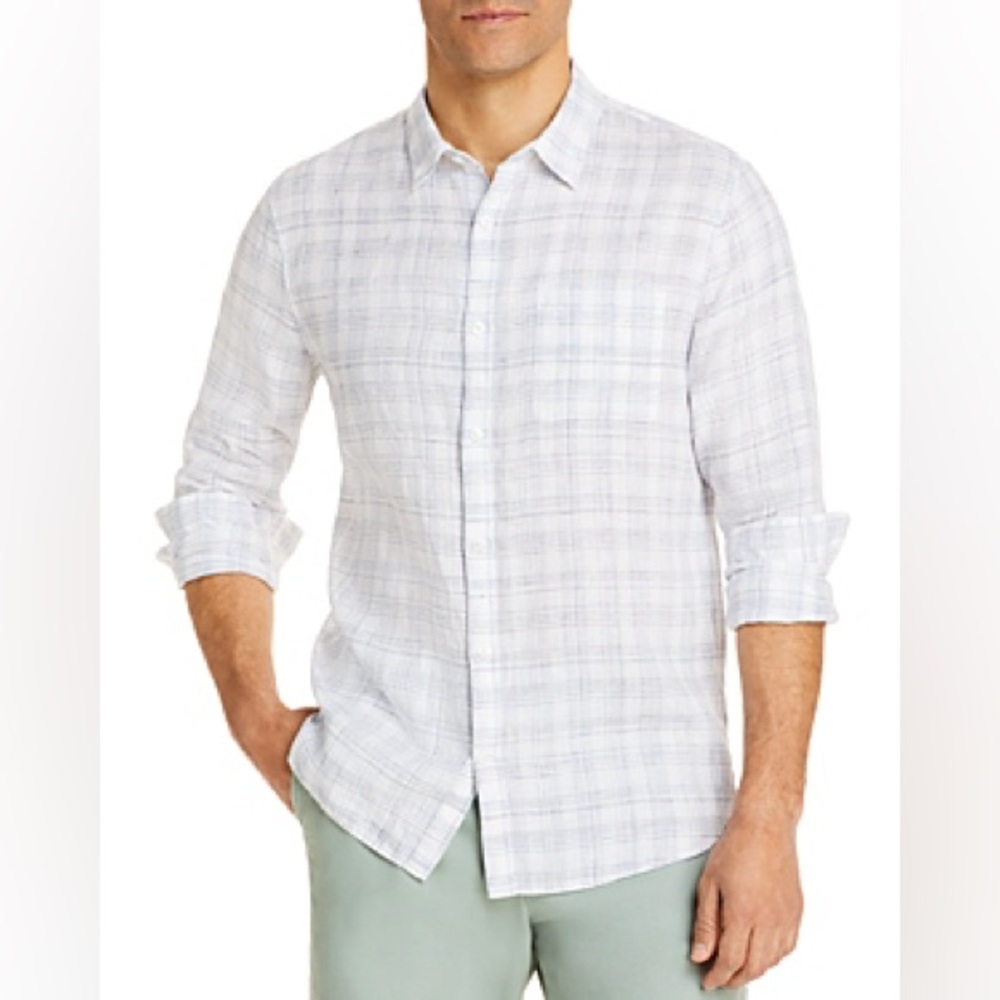 NWT Men’s Linen Plaid Button Down